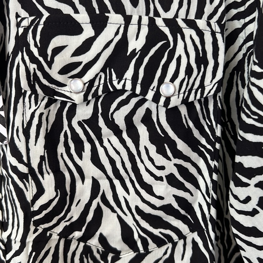 Free People x Sandrine Rose Zebra Animal Print Short Sleeve Top Size S - Picture 5 of 9